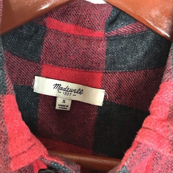 Madewell Buffalo Plaid Ex-Boyfriend Fleece Button Up Size Small. - Picture 5 of 7